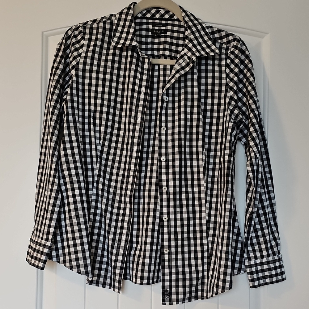 Talbots Black and White Gingham Shirt